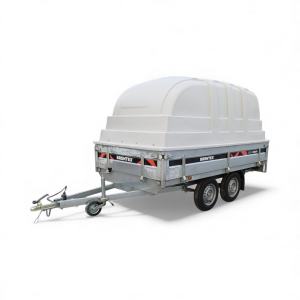 Platformas piekabe Bren-3015FB-2L ar pelēku plastmasas vāku